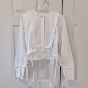 Citizens Of Humanity Virginia Tuxedo Bib Shirt in Optic White (Size S).